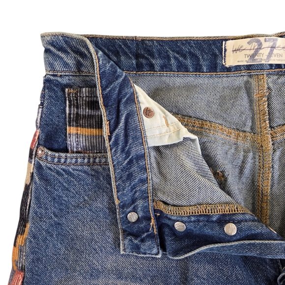We The Free Free People Rocky Mountain Straight Leg Jeans Western Patchwork 27 - Picture 14 of 16